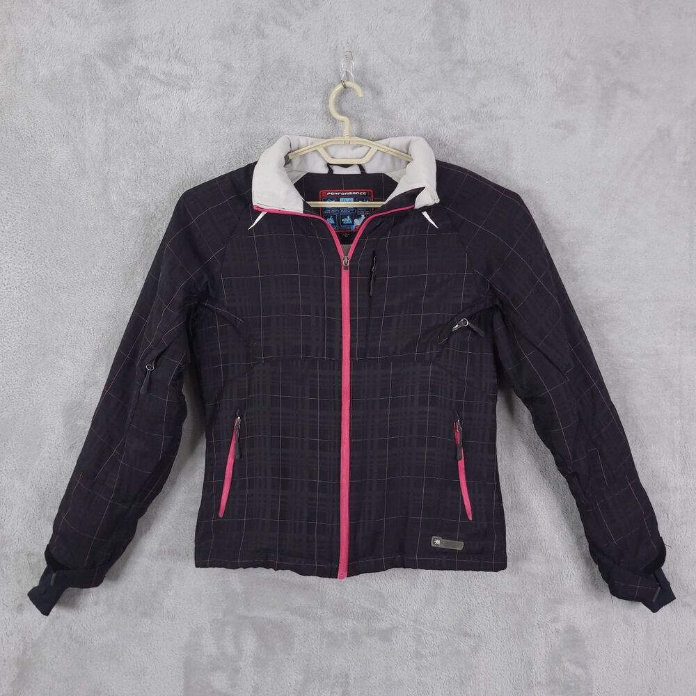 Campus Snow Wear Jacket Womens Size L Full Zip Plaid Water Resistance Hooded